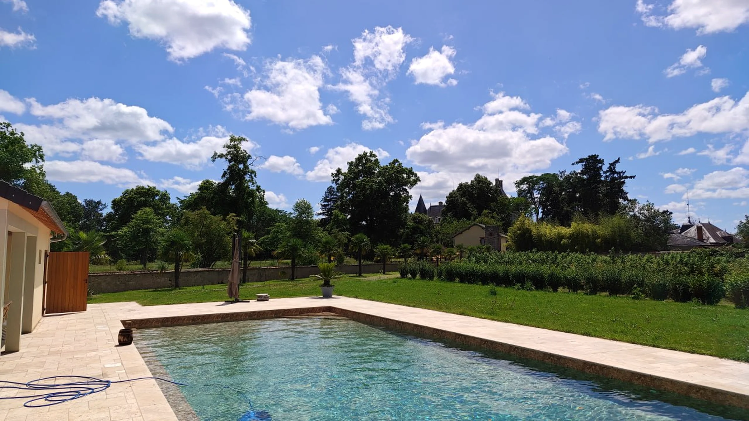 Pool with château backdrop