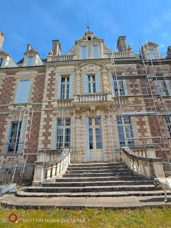 The grand external staircase during restoration