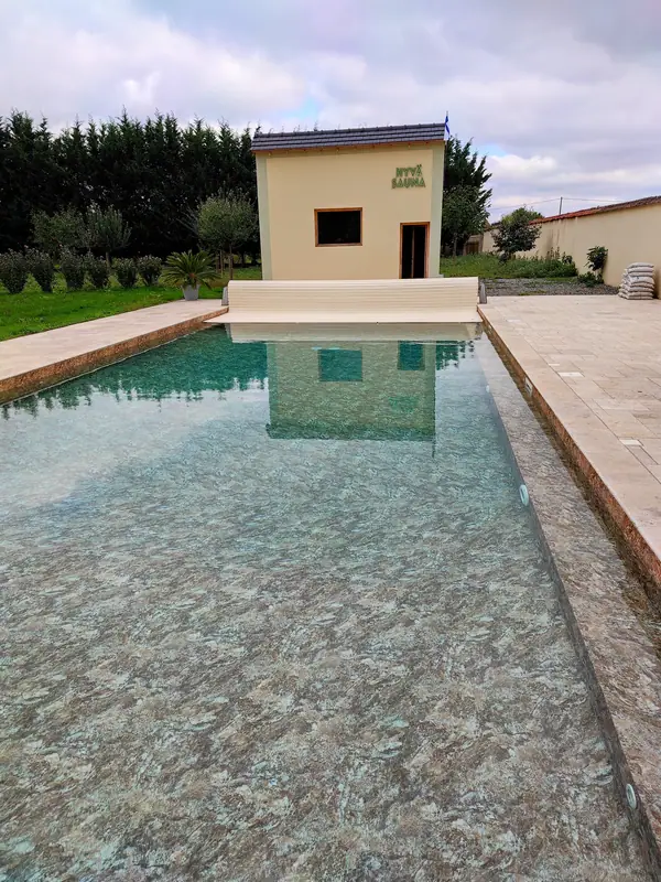 Clear turquoise water in the estate pool