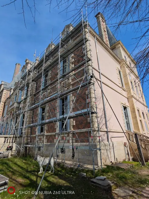 Scaffolding along the side elevation