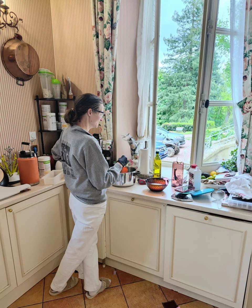 Cooking under way in the château kitchen